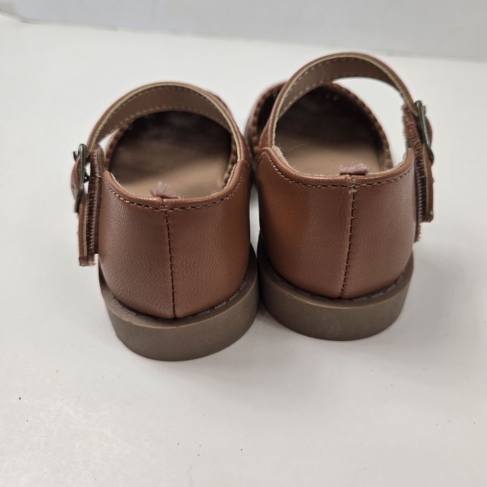 Old Navy Neurtal Brown Kids Shoes with Floral Cutouts Size 11 Minimalist - Picture 5 of 6